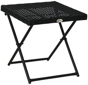 Outsunny Masuta pentru Gradina Pliabila din Ratan Sintetic si Otel, Masuta pentru Exterior Economie Spatiu 40x40x40cm, Negru