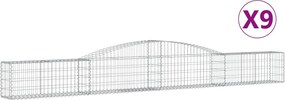 vidaXL Coșuri gabion arcuite 9 buc, 400x30x40/60 cm, fier galvanizat