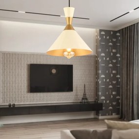 Pendul cu cablu MONZA 1x E27/40W/230V Ø 25 cm crem/auriu