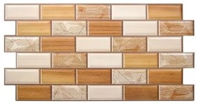 Panou decorativ, PVC, model lemn 3D, nuante maro deschis, 96x48.5cm