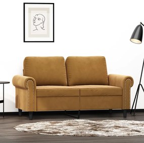 349154 vidaXL Canapea cu 2 locuri, maro, 120 cm, catifea