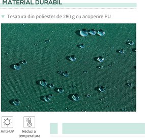 Copertină Retractabilă Manuală Outsunny pentru Verandă, 3x2 m, Verde | Aosom Romania