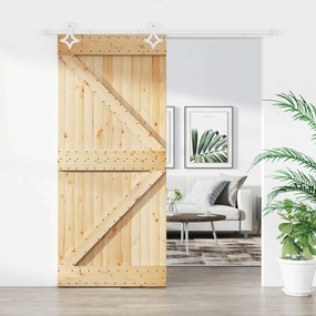 vidaXL Ușă glisantă cu set feronerie, 90x210 cm, lemn masiv de pin
