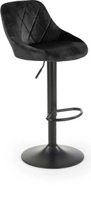 Scaun de bar rotativ H101, negru, stofa catifelata/otel, 47x45x84/106