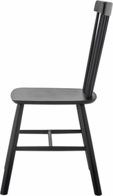 Scaun dining din lemn, negru, cu spătar din opt spițe și traverse în H, finisaj patinat, 92 x 50 x 50 cm, „Mill”
