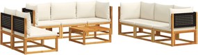 vidaXL Set canapele de grădină cu 9 piese și perne, lemn de salcâm și ratan