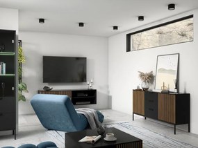 Comoda MEORATI 150x40 cm, neagra/dub artisan