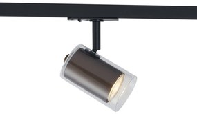 Spot modern bronz închis cu sticlă transparentă pentru sistem de șină monofazat - Iconic Lloyd