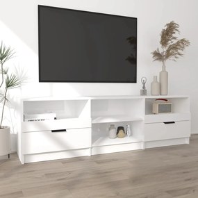 Comoda TV, alb extralucios, 150x33,5x45 cm, lemn prelucrat 1, Alb foarte lucios