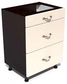 Corp inferior 60 cu 3 sertare metalice pentru greutate Zebra MDF vanilie simplu