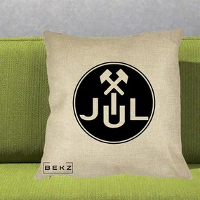 Perna Personalizata JUL Jiul Lupeni Fotbal, 40x40 cm, Crem, Husa Detasabila, Perna Inclusa, BEKZ®