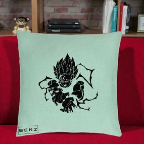 Perna Personalizata Dragon Ball Goku Super Saiyan Silueta, 40x40 cm, Verde Menta, Husa Detasabila, Perna Inclusa, BEKZ®