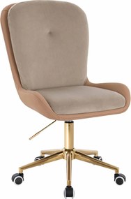 HR690K Scaun Velvet&amp;soft Piele Pu Latte/Carmel Latte Bază Aurie