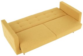 Set complet tapitat de canapea cu fotoliu, tesatura de culoare mustar, AMEDIA