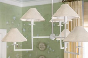 Candelabru 6 brate LUX, Metal, Alb, Abajur In, GLADWYNE
