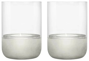 Set 2 sfeșnice din sticlă cu bază din beton Blomus Calma