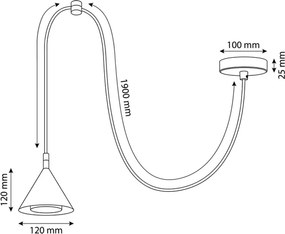Brilagi - Lustră suspendată pe cablu CONE SINGLE SPIDER 1xGX53/15W/230V albă