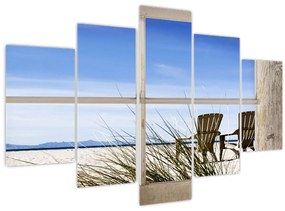Tablou - Fereastră cu vedere la plajă (150x105 cm)