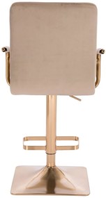 HC1015WP Pătrat Scaun Latte Catifea cu Bază Aurie