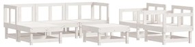 3186215 vidaXL Set mobilier de grădină, 7 piese, alb, lemn masiv de pin