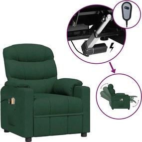 vidaXL Fotoliu de masaj electric, verde închis, material textil
