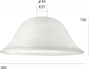 Abajur de rezervă din sticlă SFERA E27 130x300 mm alb