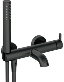 Baterie cada culoare neagra cu para si furtun dus Deante Silia Negru mat