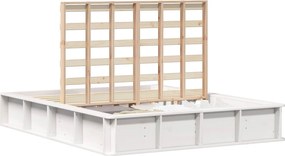vidaXL Cadru de pat Alb 160 x 200 cm Lemn de pin masiv