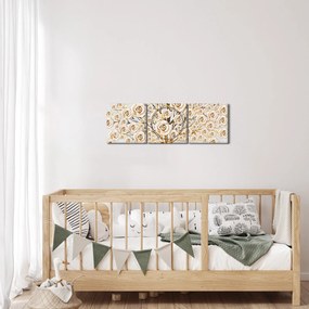 Tablou cu copac cu flori (cu ceas) (90x30 cm)
