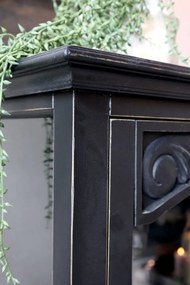 Vitrină vintage din lemn de pin, cu uși din sticlă și rafturi, finisaj negru antichizat, H170/L97/l41 cm