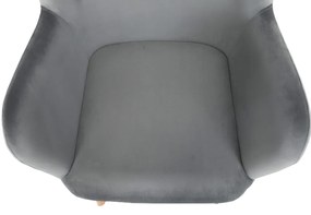 Fotoliu cu taburet, material de catifea gri/fag, LAGER NEW