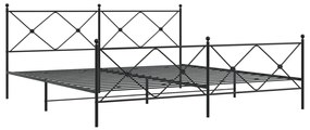 376527 vidaXL Cadru pat metalic cu tăblii de cap/picioare, negru, 200x200 cm