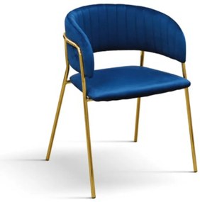 Set 2 scaune Milano, structura metalica aurie, catifea - ALBASTRU - CATIFEA - AURIU - STANDARD
