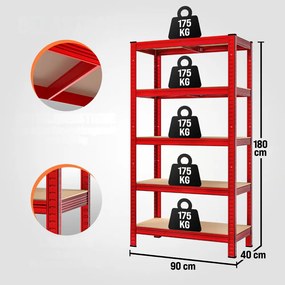 Raft cu capacitate mare HEAVY, max. 875 kg, 90×40×180 cm, roșu Monzana