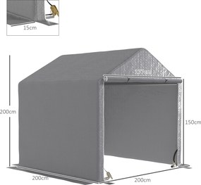 Outsunny Garaj de grădină 2 x 2 x 2 m garaj pentru biciclete exterior cu cadru din oțel galvanizat, impermeabil și rezistent la UV - gri | Aosom Romania