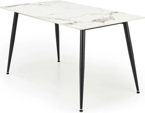 Masa EMILIO 140, alb/negru, ceramica/metal, 140x80x76 cm