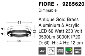 Plafoniera LED dimabila, design modern FIORE, 60cm