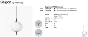 Lustra/Pendul iluminat exterior decorativ SAIGON cone cap R45 gri/alb