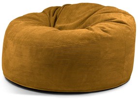 Fotoliu bean bag galben muștar cu tapițerie din catifea reiată Om 135 – SLOWDOWN