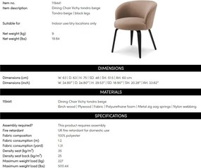 Scaun Elegant LUX de Sufragerie, Vichy, Tondro bej