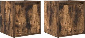 vidaXL Noptiere montate pe perete 2 buc Stejar afumat 38x34x40 cm