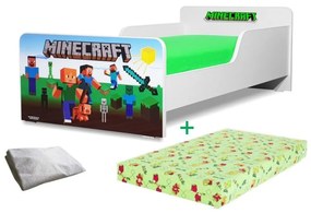 Pat Start Minecraft 2-12 ani + saltea 160x80x12 cm + husa impermeabila