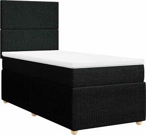 vidaXL Pat box spring cu saltea, negru, 80x200 cm, textil