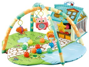Centru de Activitati Bebelusi si Tarc cu Bile NOVOKIDS™ 3 in 1 Happy Farm, saltea activitati copii, casuta copii, Set 30 de Bile Colorate Inclus