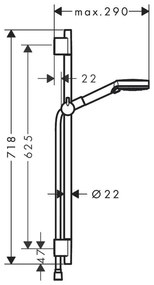 Set de dus cu bara 65 cm Hansgrohe, Vernis Blend Vario, cu furtun, negru mat