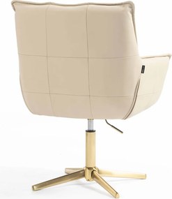 HR560CROSS Scaun Crem Piele Ecologica Premium Soft cu Bază Aurie