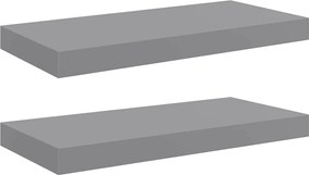vidaXL Rafturi de perete suspendate, 2 buc., gri, 50x23x3,8 cm, MDF