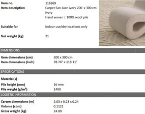 Covor design LUX tesut manual San Juan 200x300cm