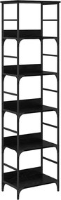 vidaXL Raft pentru cărți Stejar Negru 50 x 33 x 188,5 cm Lemn compozit