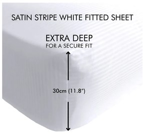 Cearceaf alb cu elastic 135x190 cm Satin Stripe - Catherine Lansfield